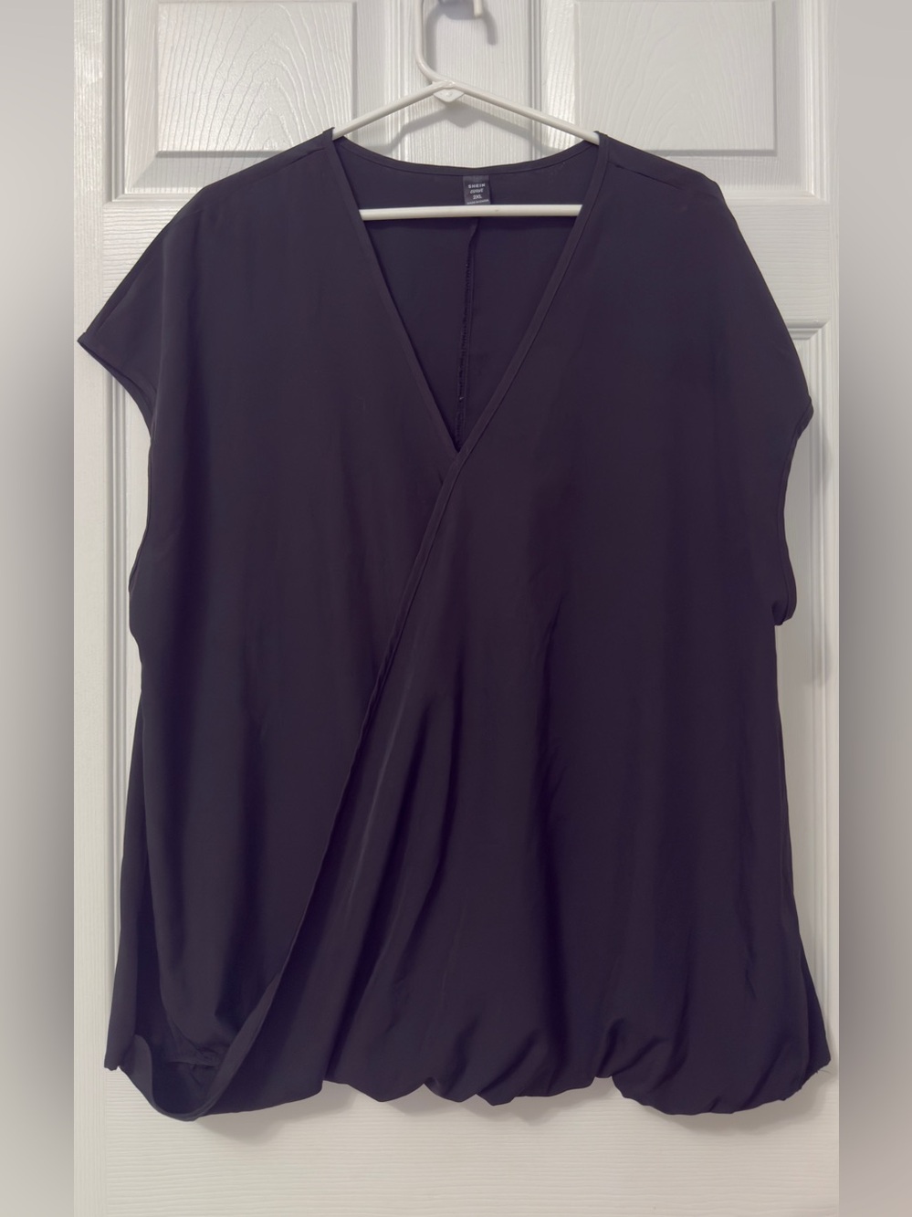 SHEIN Black Draped Wrap-Front Blouse